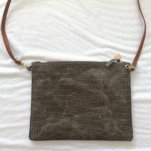 Clare V. Single Sac Bretelle Croc Embossed pouch